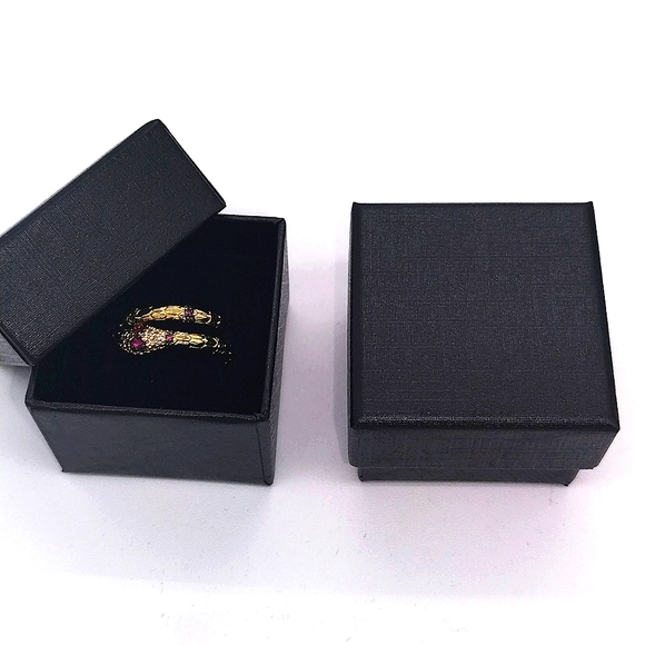 18K Gold Plated Brass Snake Ring made with Swarovski Crystal and Gift Box - Picture 8 of 9
